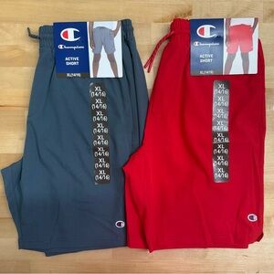 BUNDLE- (2) Pair Champion Performance Shorts - Red, Gray NEW W/Tags